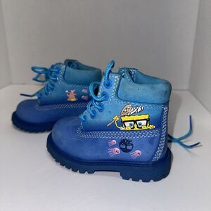 Timberland SpongeBob Boots Sz 4c Infant Toddler -Lace Up Blue -Rare